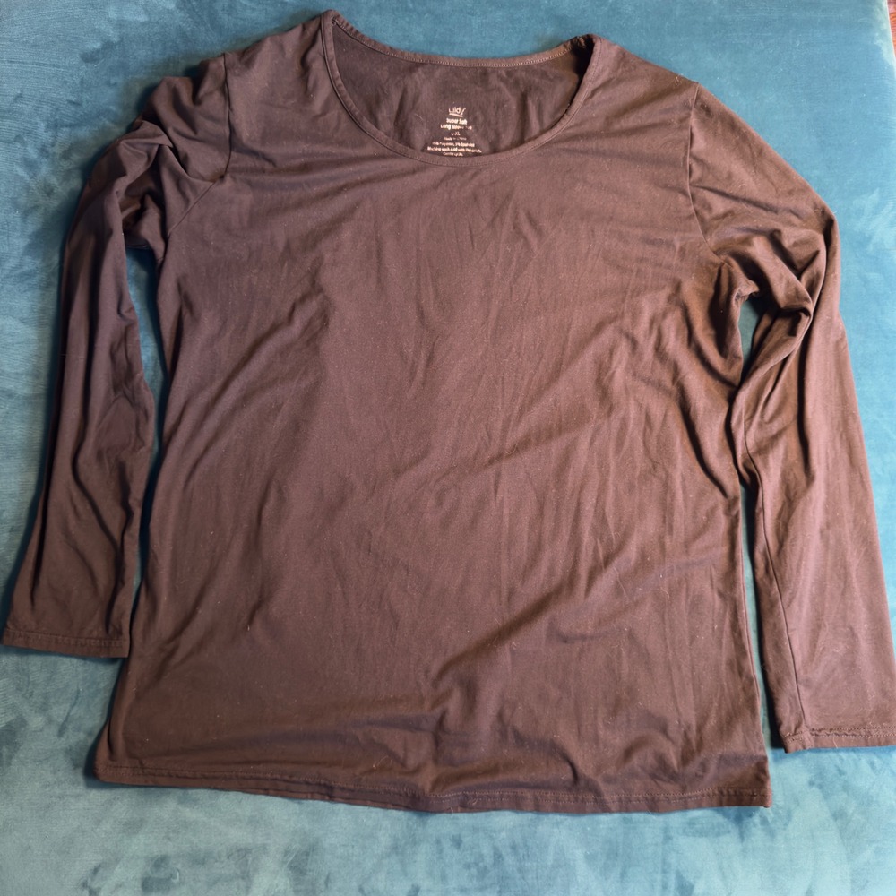 Lildy Super Soft Black Long Sleeve Tee Shirt‎ Women's Size L-XL